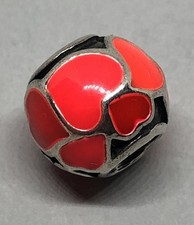 Genuine Pandora Red Hot Love Enamel Hearts Charm ALE 925 790436ER