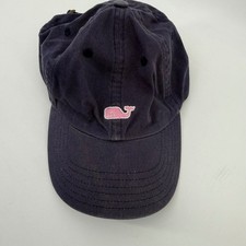 Vineyard Vines Baseball Cap Navy Blue Pink Whale Logo Cotton Adjustable Strap