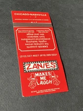 Vintage Matchbook “Zanies Make Me Laugh Comedy Shows” Chicago • Nashville