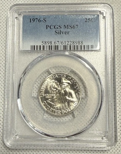 1976-S Bicentennial Silver Quarter PCGS MS67 Washington 25C Gem BU