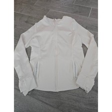 Fabletics Full Zip Jacket Womens Bone Athletic Activewear Cold Weather Medium