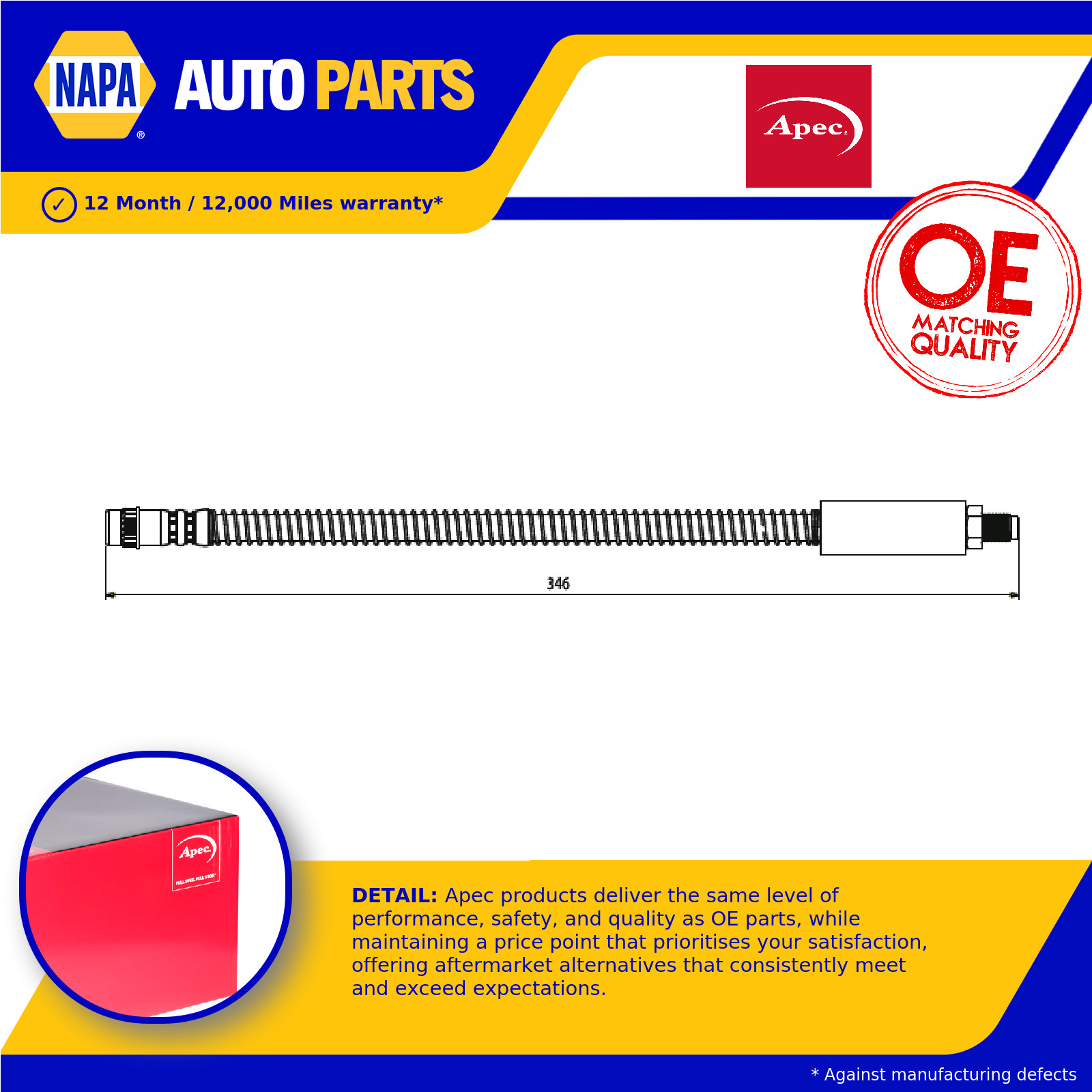 Brake Hose Front HOS3485 Apec Hydraulic 7700423975 Genuine Quality Guaranteed