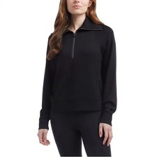 Danskin Women's S Luxe Half Zip Pullover Black Salt Rayon/Spandex Blend M0480