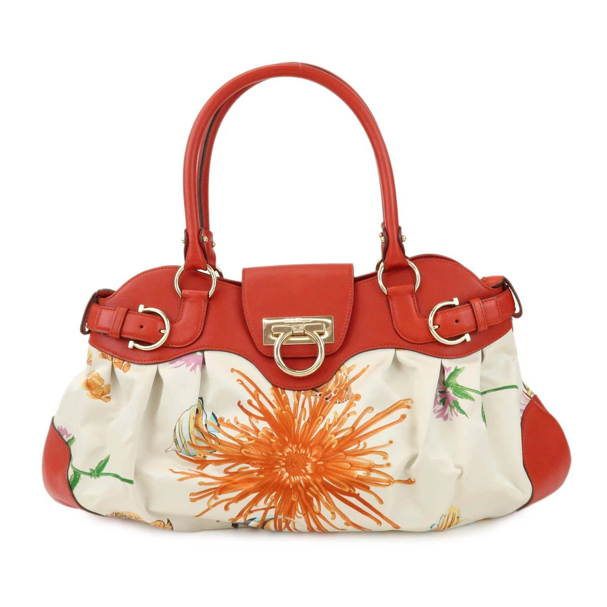 Salvatore Ferragamo Leather Exterior Floral Bags & Handbags for