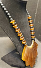 1980's Retro Necklace Acrylic Amber & Black Art Moderne Art Deco — photo 5