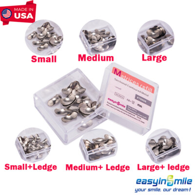 50PC/PK Dental Metal Matrices Sectional Contoured Matrix Refill Soft Bands S/M/L