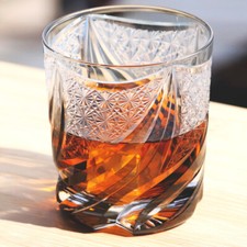 Crystal Whiskey Glass Tumbler Japanese Style Edo Kiriko Glass 8.5oz/260ml Gray