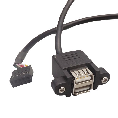 50cm 2 USB 2.0 A Female Panel Mount To Motherboard 9 Pin PCB Socket Header Cable - Picture 5 of 12
