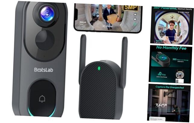 Video Doorbell Camera,No Monthly Fee,5MP Wireless Doorbell Dark Grey-image