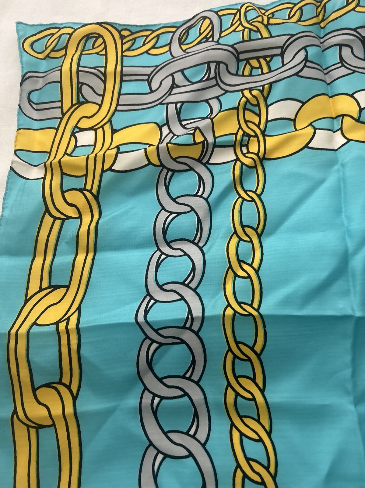 VTG. Kenneth Jay Lane Pure Silk Scarf Chain Links… - image 7