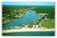 POSTCARD Air View of Falmouth Harbor Cape Cod Massachusetts MA Boats 