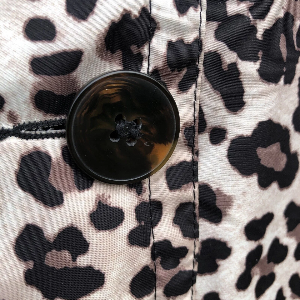 Chaqueta larga Chicos 1 estampado de leopardo para mujer talla 8 botones delanteros gabardina EE. UU. Foto 3 de 4