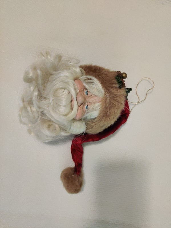 Santa Clause Head Christmas Tree Ornament Resin Face 5"