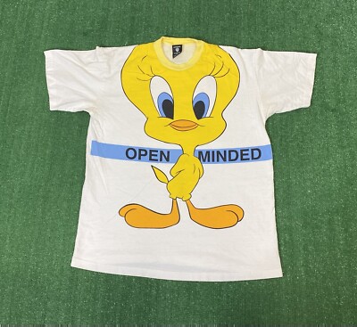 Vintage Tweety Bird T Shirt Looney Tunes All Over Print Size XL