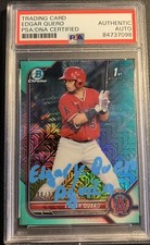 Edgar Quero Signed 2022 Bowman Chrome Aqua Blue Mojo /225 Auto Full Name