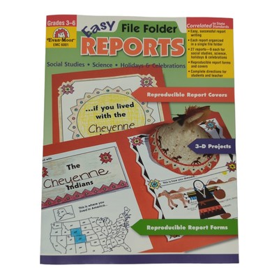 Easy File Folder Reports Grades 3-6 Textbook Homeschool Teaching Class Evan-Moor