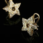 2Ct Round Natural Moissanite Star Omega Back Star Earrings in Gold Plated Silver