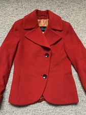 Artigiano Bright Red Wool & Cashmere Short Coat Jacket Size Uk 10