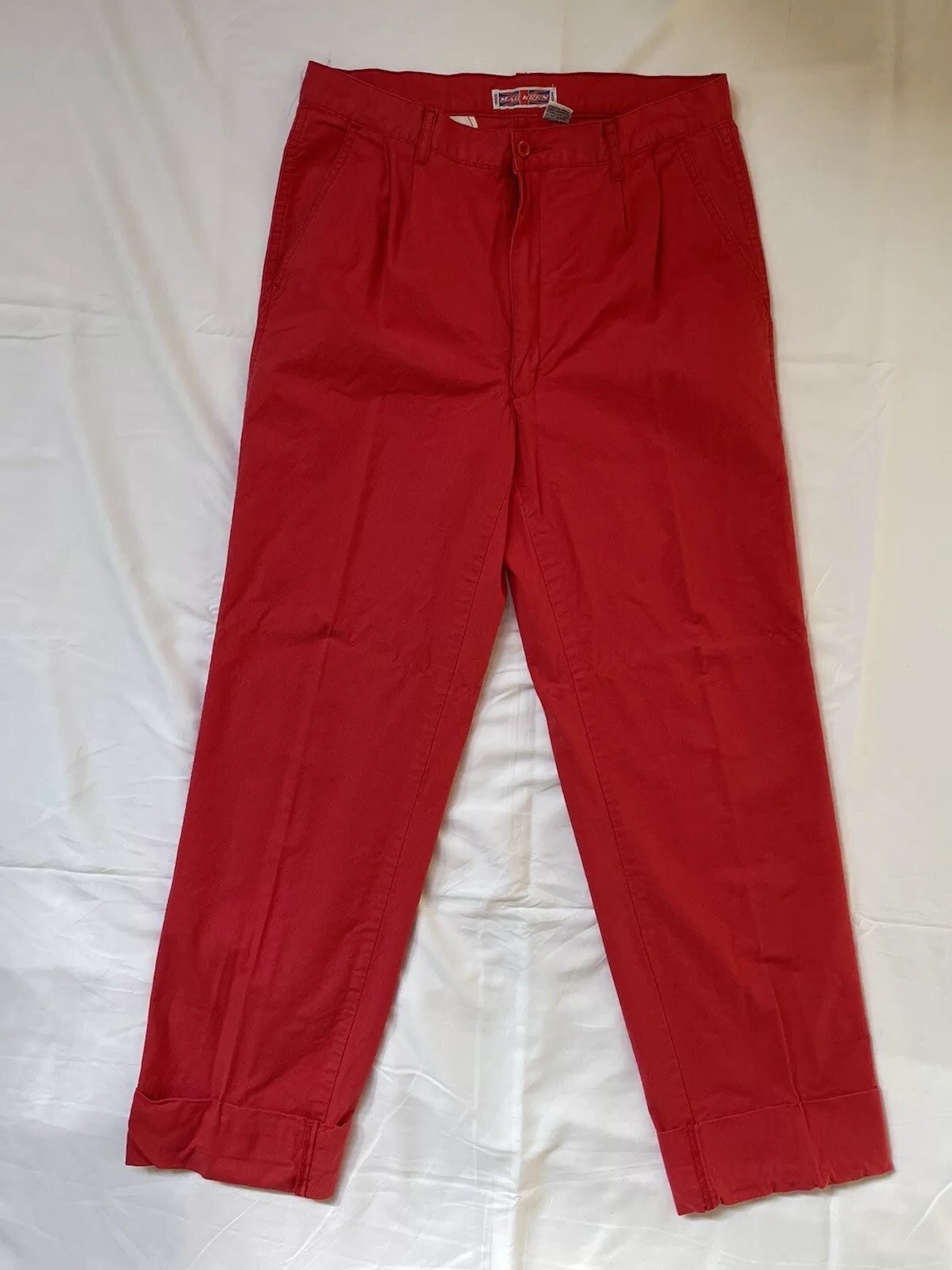 Pantalone uomo vintage Mac Keen leggero rosso cotone 32W 29L