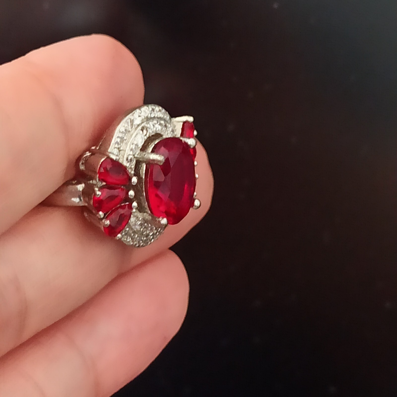 Ruby Red Silver Ring Zirconia Prong Statement Sig… - image 9