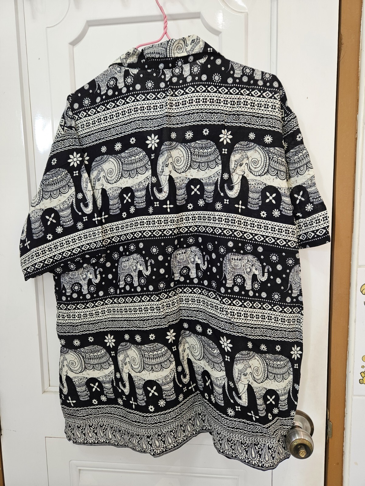 Chang Shirt Thailand Elephant Print XL Blk White eBay