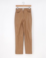 WILFRED ARITZIA The Melina Pant Vegan Leather Straight Leg Tan Brown Size 4