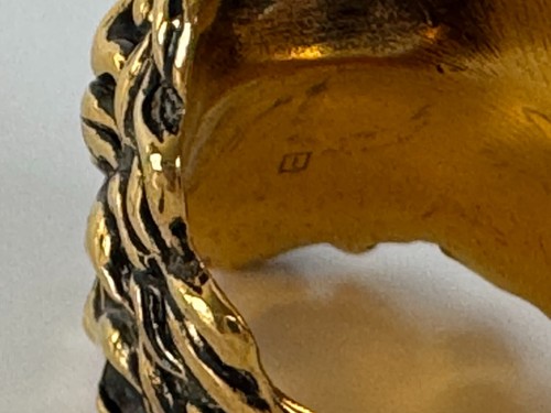 Gucci $450 Auth sz 6.5 Lion Head Cocktail Ring Aged Metal Gold Tone NO Stone - Picture 6 of 13