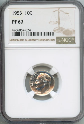 NGC - Roosevelt Dime - 10c - 1953 - PF-67
