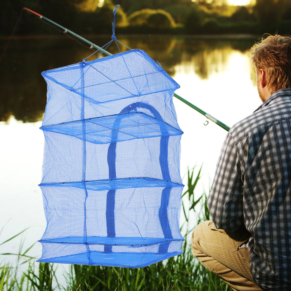 4 Layer Herb Food Fish Drying Rack Hanging Mesh Drying Net