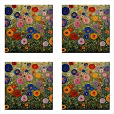 Colorful Flowers Ceramic Tile Art Set Of 4  Backsplash Tiles Home Decor