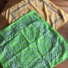 Two bandanas Paisley bright Green Yellow Color