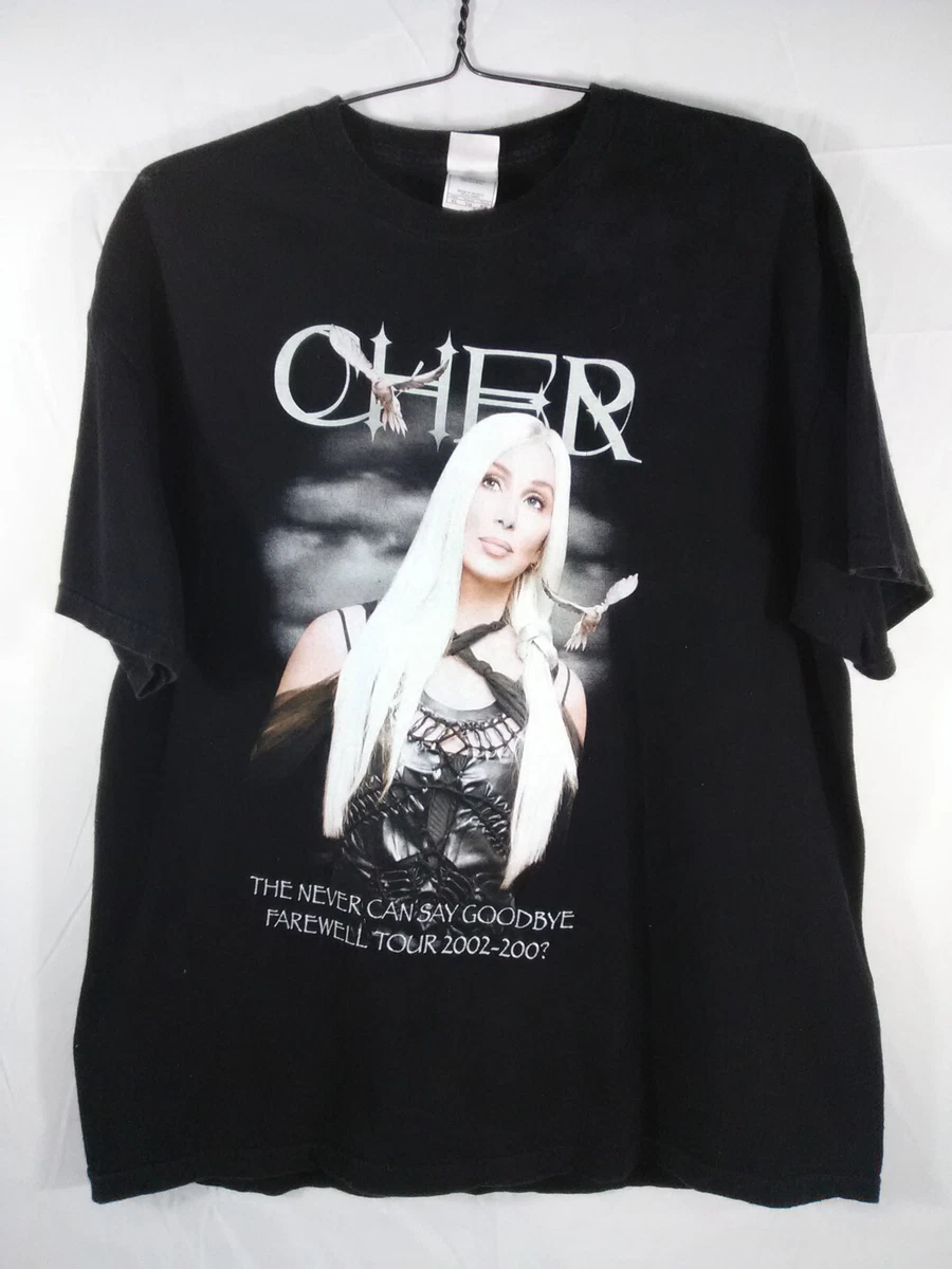 VINTAGE CHER NEVER SAY GOODBYE FAREWELL TOUR 2002 SHORT SLEEVE TEE SHIRT