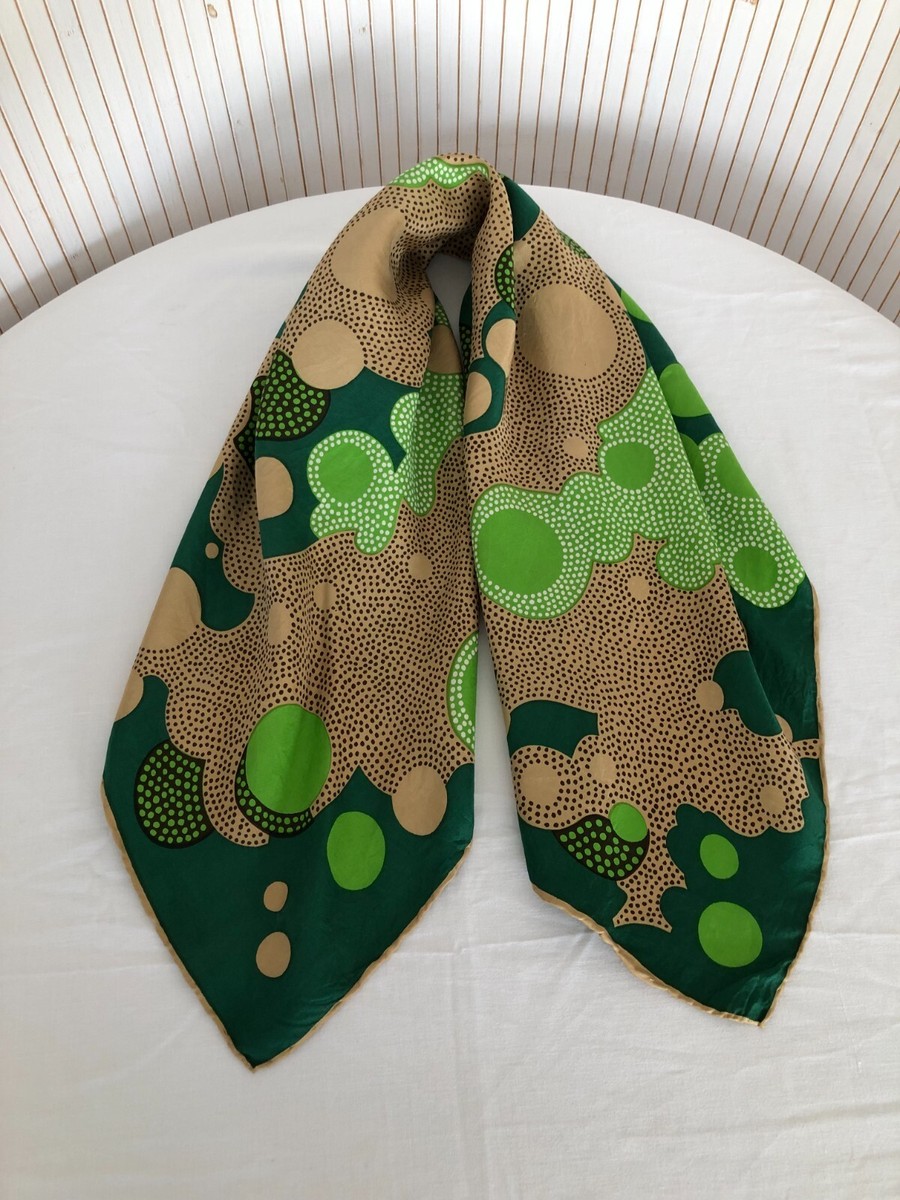 Foulard Carré En Soie Vintage - Motif Pointillisme Abstrait Multicolore - Modèle FO580