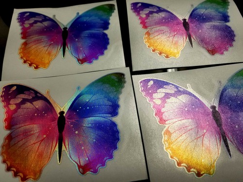 BUTTERFLY Full Color Print ON RAINBOW 5" x 3.7" Decal Sticker Car Truck - Picture 2 of 5