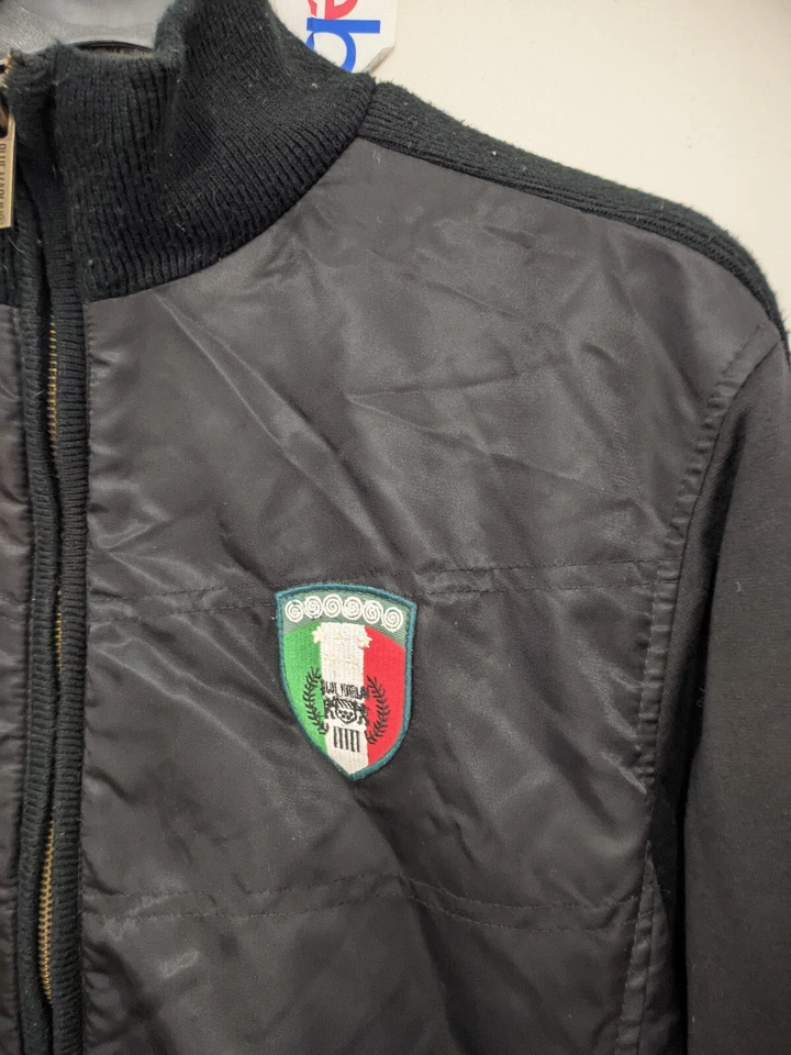 Chaqueta Azul Marlin Para Hombres S Negra Bombardero Cremallera Suave Shell Contraste Tejido Bordado Pkts Foto 4 de 4