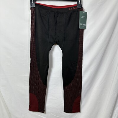 NWT L.L. Bean Women's Size Small Polypro Base Layer Leggings Black Red Hiking S