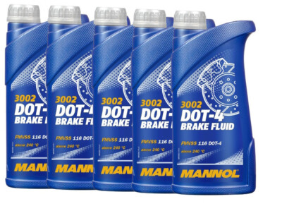 5x1 Liter  Bremsflüssigkeit MANNOL DOT4 SAE J1703 Brems Flüssigkeit Universal