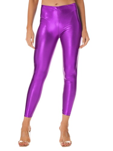 Damen Glänzende Strumpfhose Leggings Lederoptik Slim Tights Sexy Party Clubwear - Picture 13 of 76