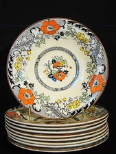 Vintage Enoch Wood Danbury Pattern Blue Transfer Floral Saucers