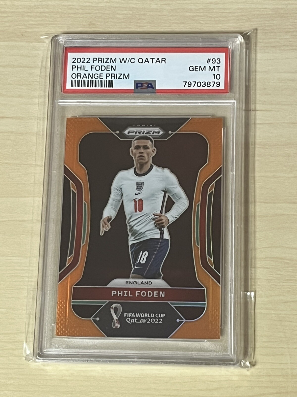 Panini Prizm World Cup 2022 Phil Foden RC Rookie /25 Orange Prizm PSA10