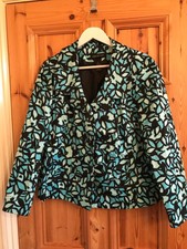 Land Bryant American Lined Jacket Us16 Uk 18 Stretch Cotton Black Blue Print