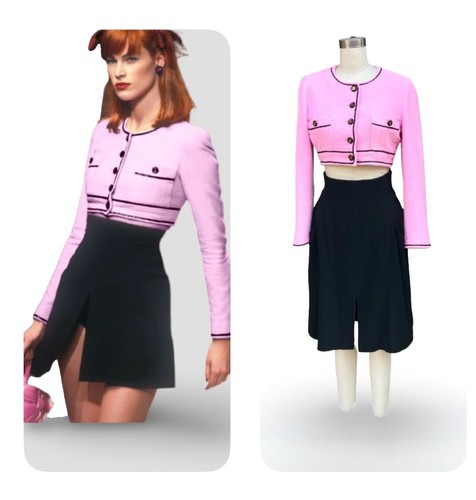 USED CHANEL No color jacket C-TK-5914 COCO Mark 36 wool/silk pink