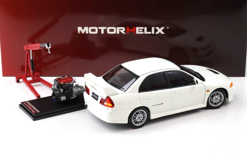 1:18 MOTORHELIX Mitsubishi Lancer Evo 4 IV Scotia Bianco 1999 Con Motore M84003 - Immagine 4 di 4