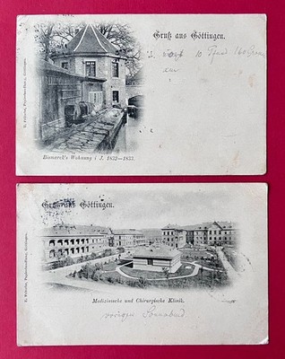 2 x Postcard Göttingen 1897 Bismarck's apartment, medical clinic (166960