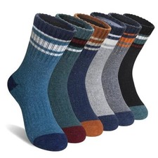 Kids Merino Wool Hiking Socks Boy Girls Winter Thick 8-12 Years Gray Stripes