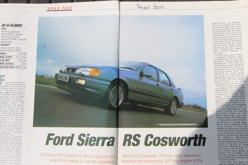 Original 1988 Motor extracted mag road test: FORD SIERRA RS COSWORTH, with biro