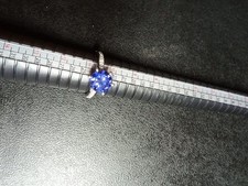 Sz 10.75 Round 10mm Sapphire Blue AAA CZ W/Clear AAA CZ Ring