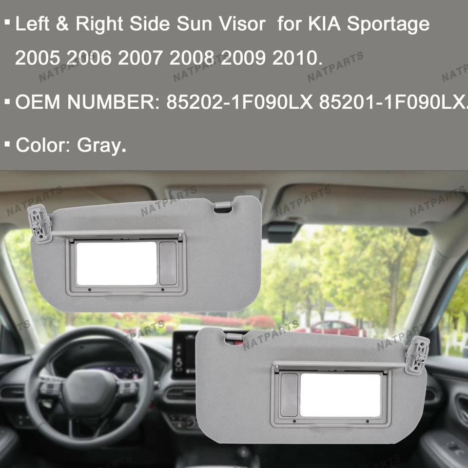 Par de parasol lateral gris sin luz para KIA Sportage 2005-2010 85202-1F090LX Foto 2 de 4
