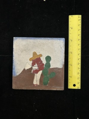 4x4 Mexican Tile Cactus, Serape & Sombrero 3/4  Thick