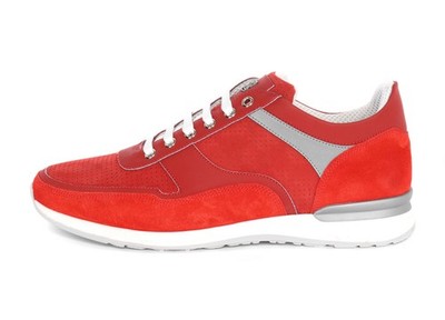 NWT CORNELIANI SNEAKERS ID red calfskin nabuck suede luxury Italy EU 8